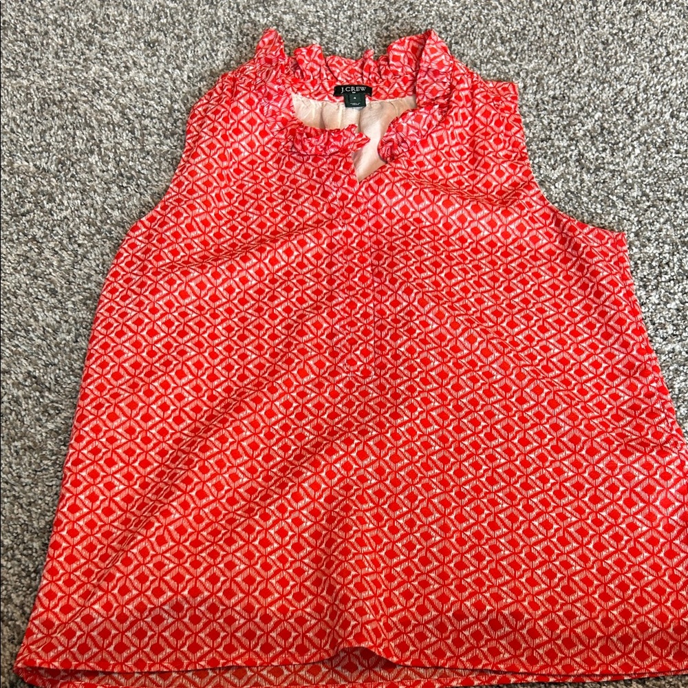 J Crew orange Sleeveless Patterned Blouse - image 1